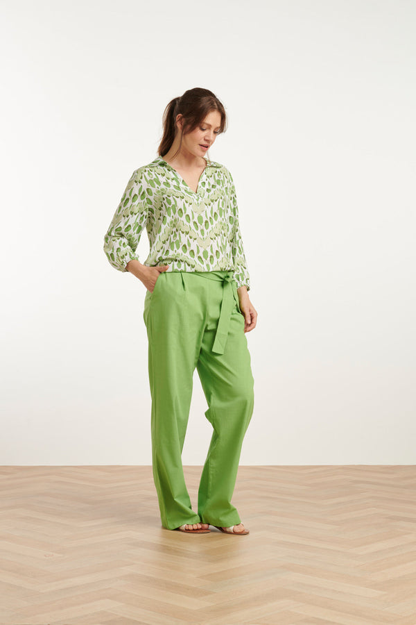 Smashed Lemon 25177 Lime Linnen Broek | Light Green