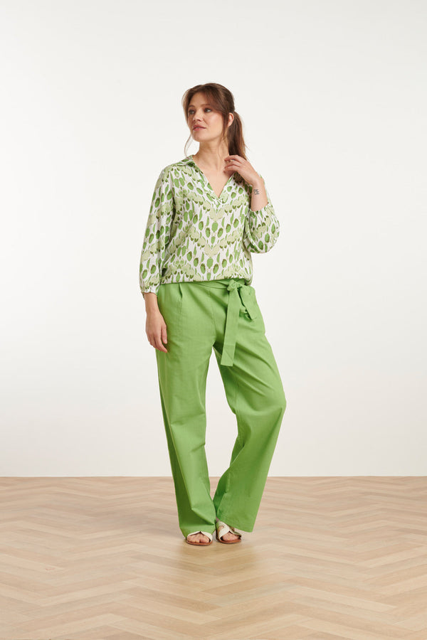 smashed lemon 25177 Lime Linnen Broek | Light Green