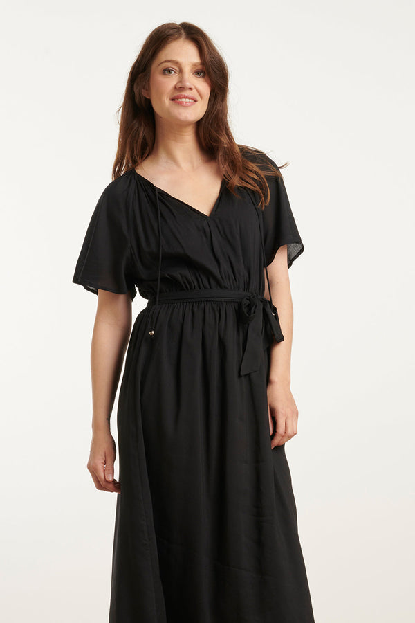 Smashed Lemon 25191 E Viscose Midi Jurk | Black