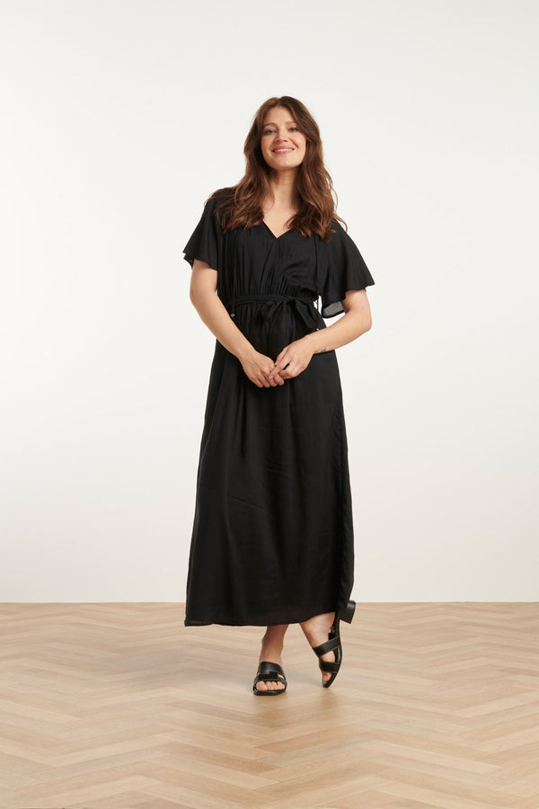 smashed lemon 25191 E Viscose Midi Jurk | Black smashed lemon 25191 E Viscose Midi Jurk | Black