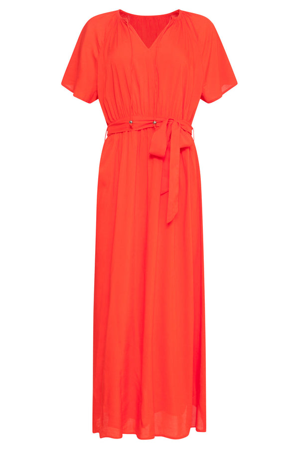 Smashed Lemon 25191 Viscose Midi Jurk | Red