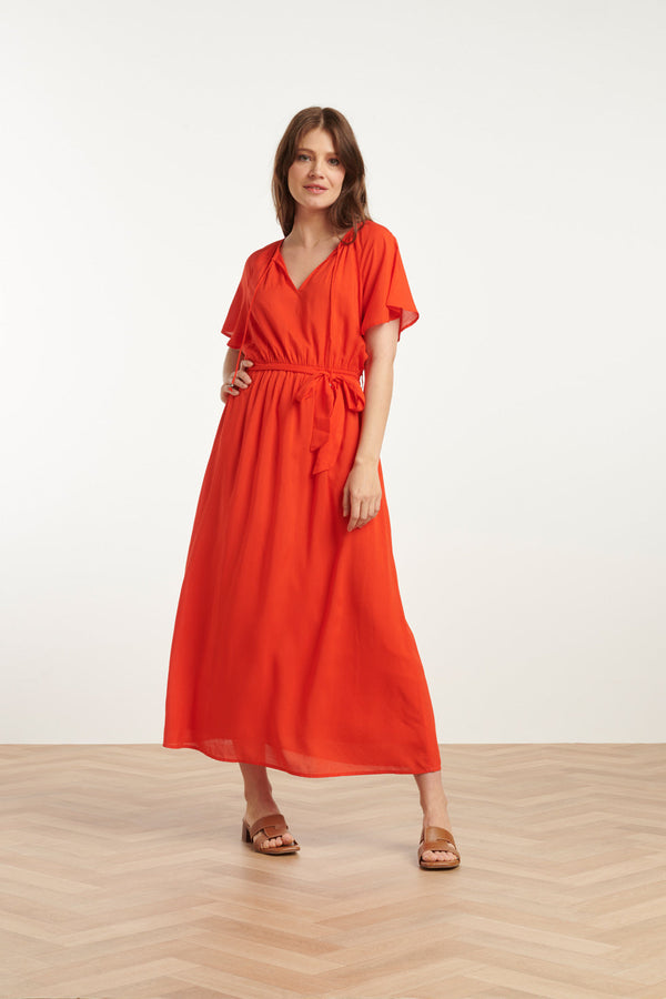 Smashed Lemon 25191 Viscose Midi Jurk | Red