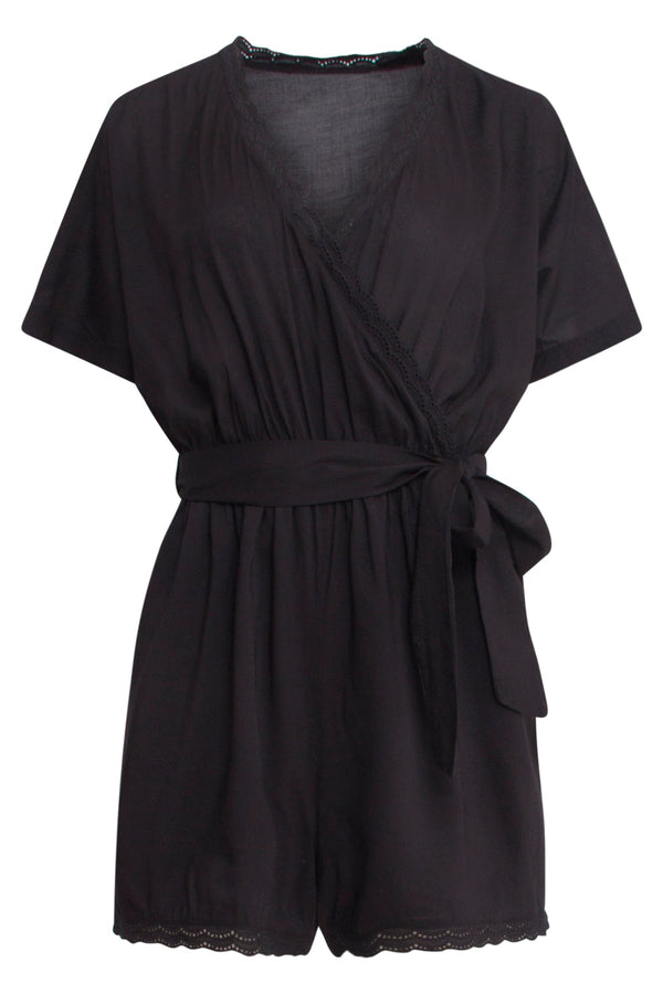 Smashed Lemon 25193 E Viscose Playsuit | Black