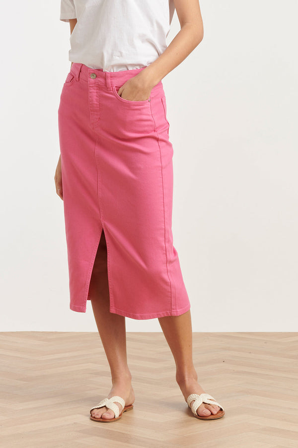Smashed Lemon 25205 Denim Midi Rok | Pink