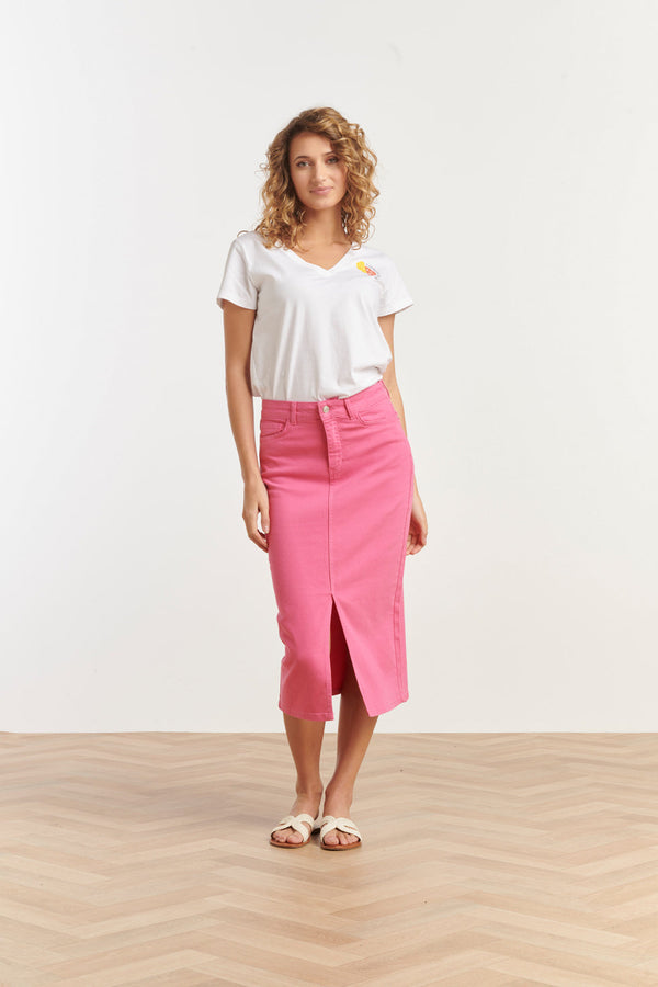 smashed lemon 25205 Denim Midi Rok | Pink