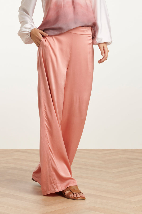 Smashed Lemon 25211 Wijd Satijnen Broek | Old Pink