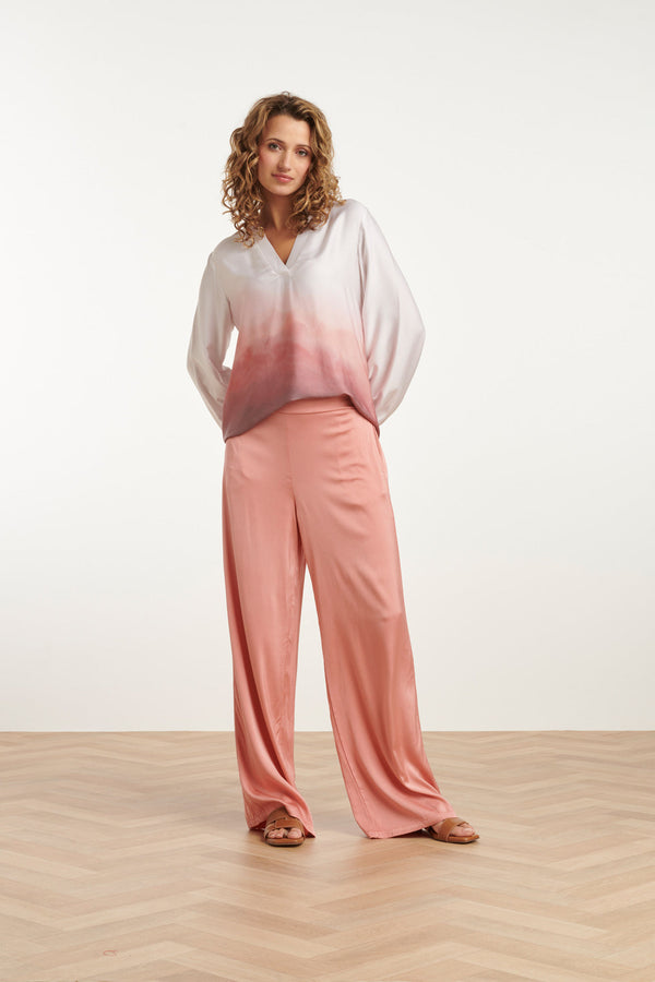 Smashed Lemon 25211 Wijd Satijnen Broek | Old Pink