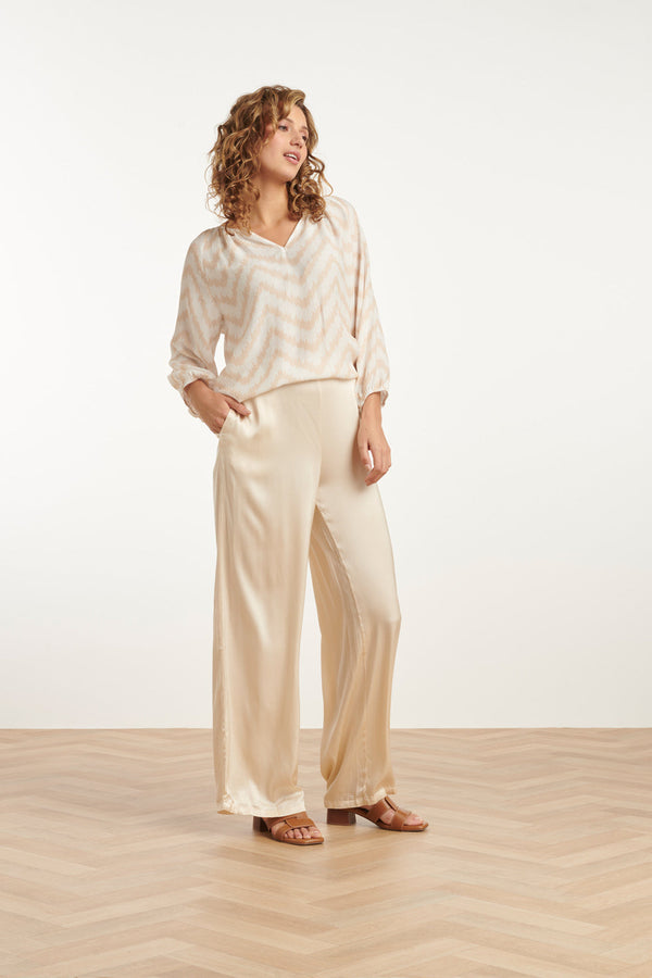 Smashed Lemon 25211 Wijd Satijnen Broek | Sand