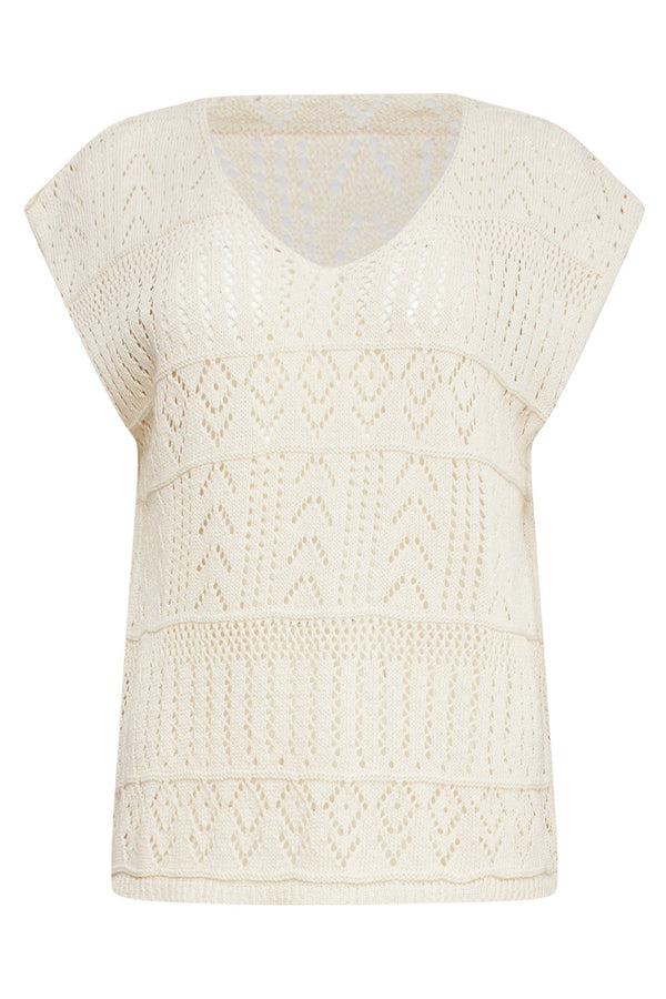 Smashed Lemon 25215 Crochet Top | White