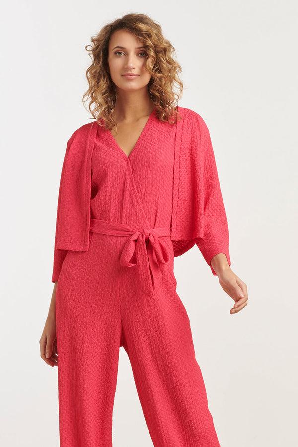 smashed lemon 25269 Stretchy Crinkle Bolero | Pink