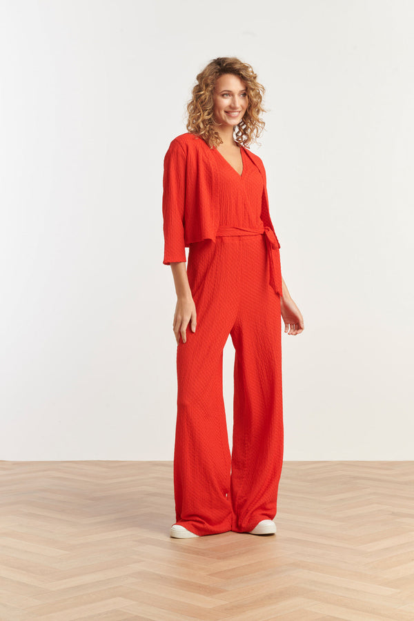 Smashed Lemon 25269 Stretchy Crinkle Bolero | Red