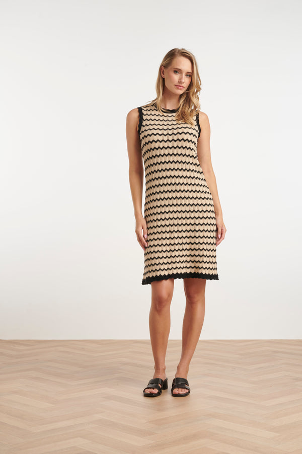 smashed lemon 25308 Jurken | Offwhite-Black