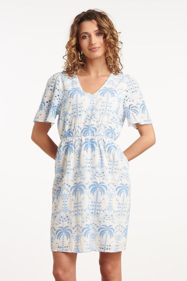 Smashed Lemon 35001 Jurken | Off White - Blue