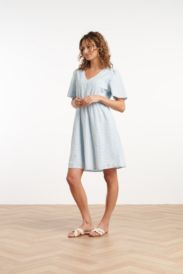 Smashed Lemon 35005 Jurken | Light Blue-Off White