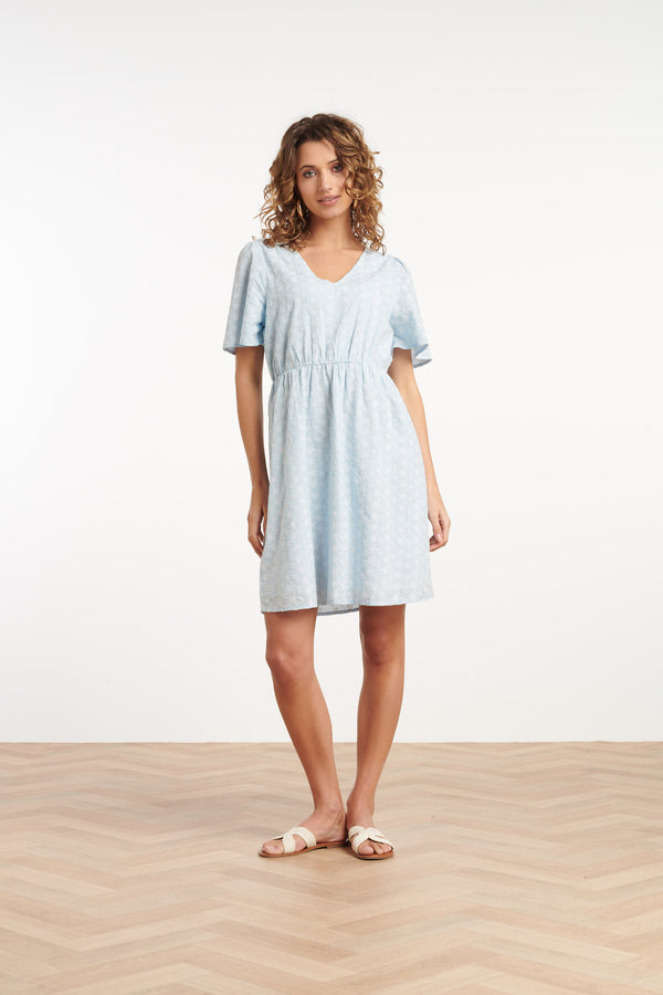 smashed lemon 35005 Jurken | Light Blue-Off White