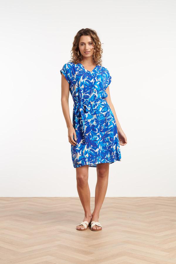 Smashed Lemon 35024 Jurken | Off White-Blue