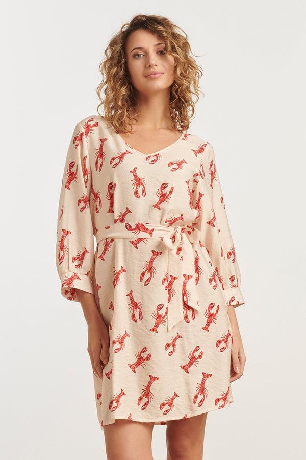 smashed lemon 35099 Jurken | Off White - Red