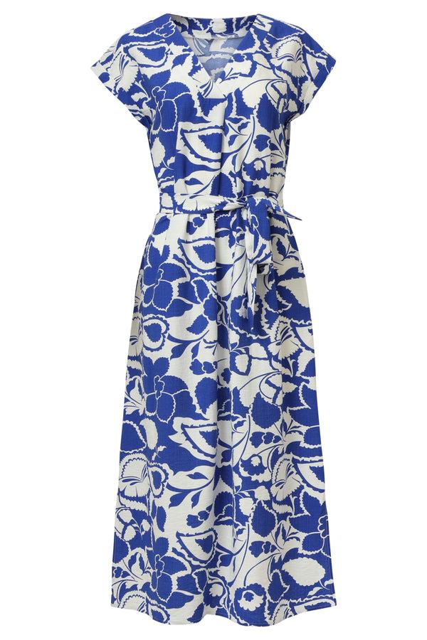 Smashed Lemon 35172 Jurken | Off White-Cobalt Blue