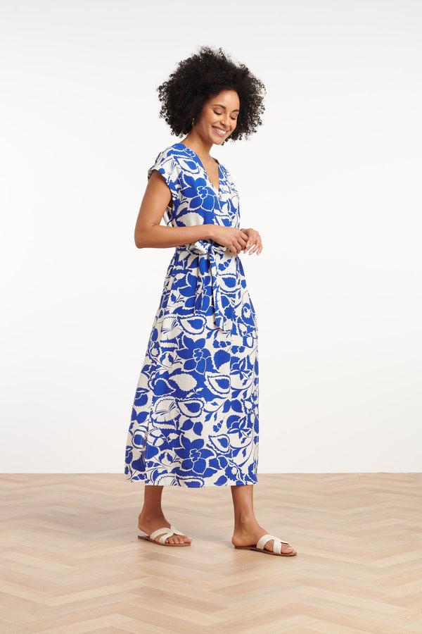 Smashed Lemon 35172 Jurken | Off White-Cobalt Blue