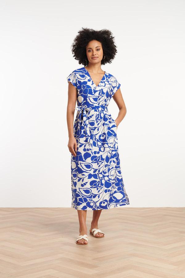 smashed lemon 35172 Jurken | Off White-Cobalt Blue