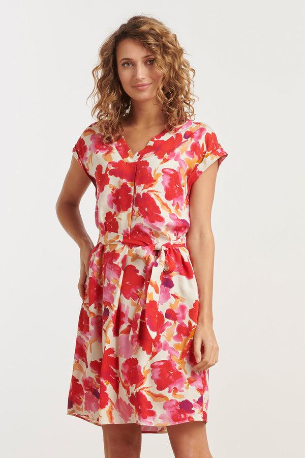 smashed lemon 35174 Jurken | Off White - Red