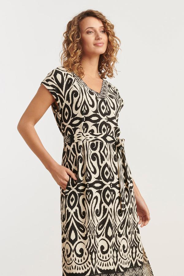 Smashed Lemon 35176 Jurken | Offwhite-Black