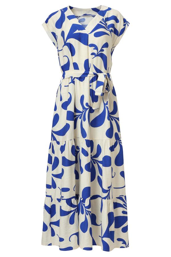 Smashed Lemon 35179 Jurken | Off White-Cobalt Blue