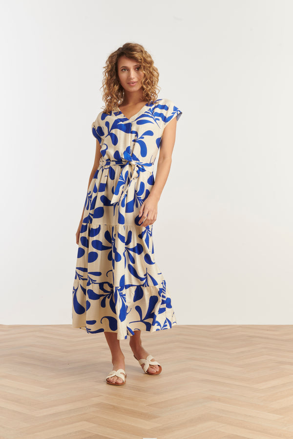 Smashed Lemon 35179 Jurken | Off White-Cobalt Blue