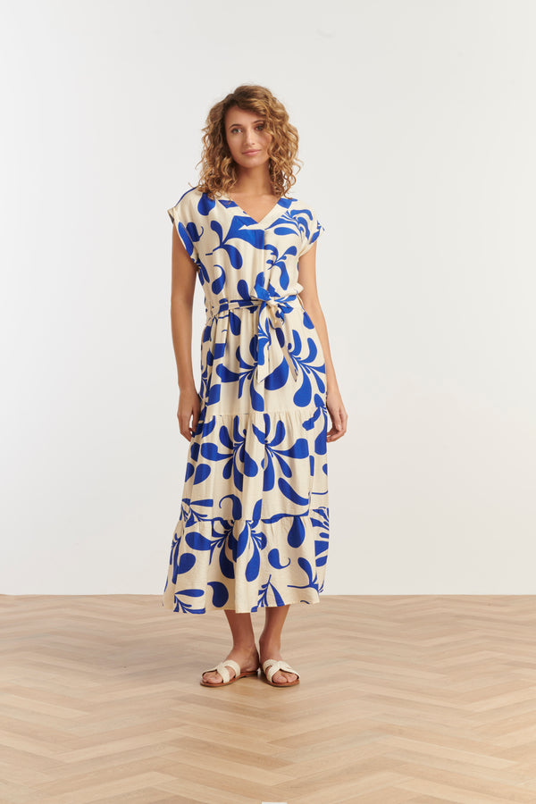 smashed lemon 35179 Jurken | Off White-Cobalt Blue