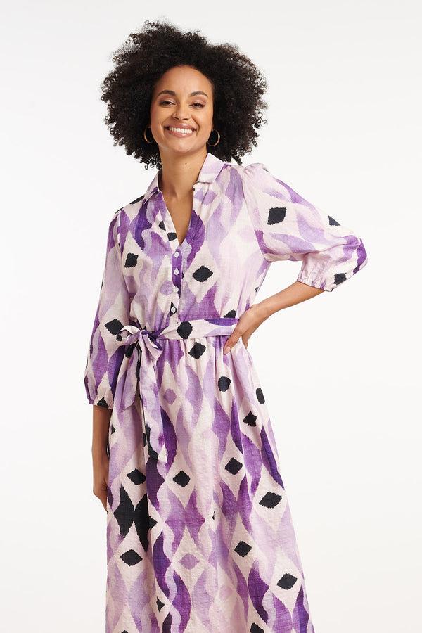 Smashed Lemon 35184 Jurken | Off White - Purple