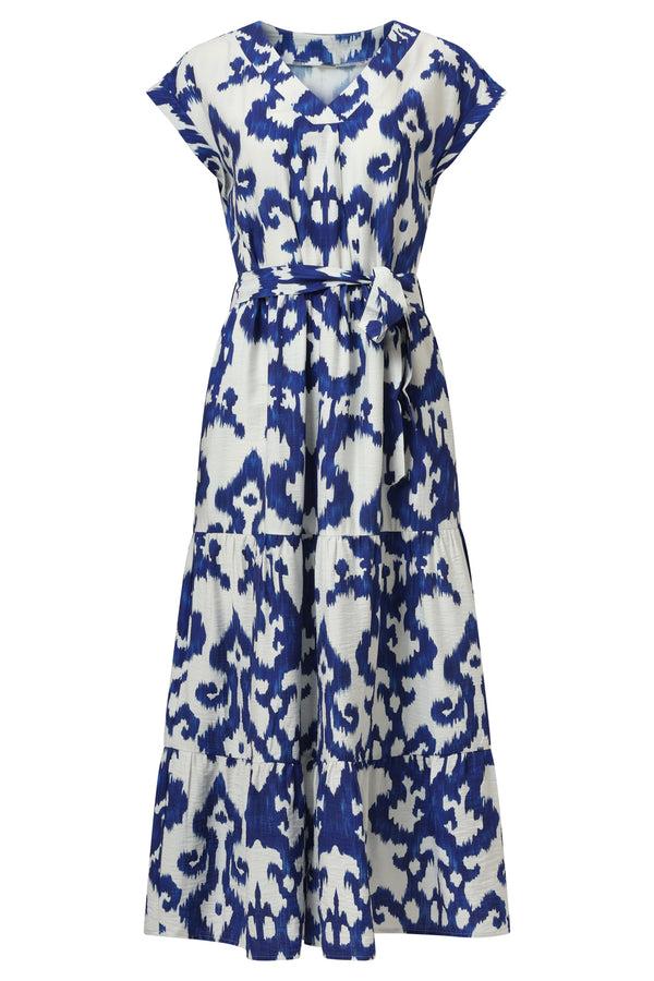 Smashed Lemon 35185 Jurken | Off White-Cobalt Blue