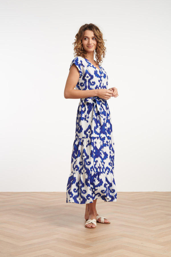 Smashed Lemon 35185 Jurken | Off White-Cobalt Blue