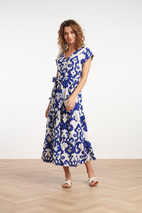 smashed lemon 35185 Jurken | Off White-Cobalt Blue