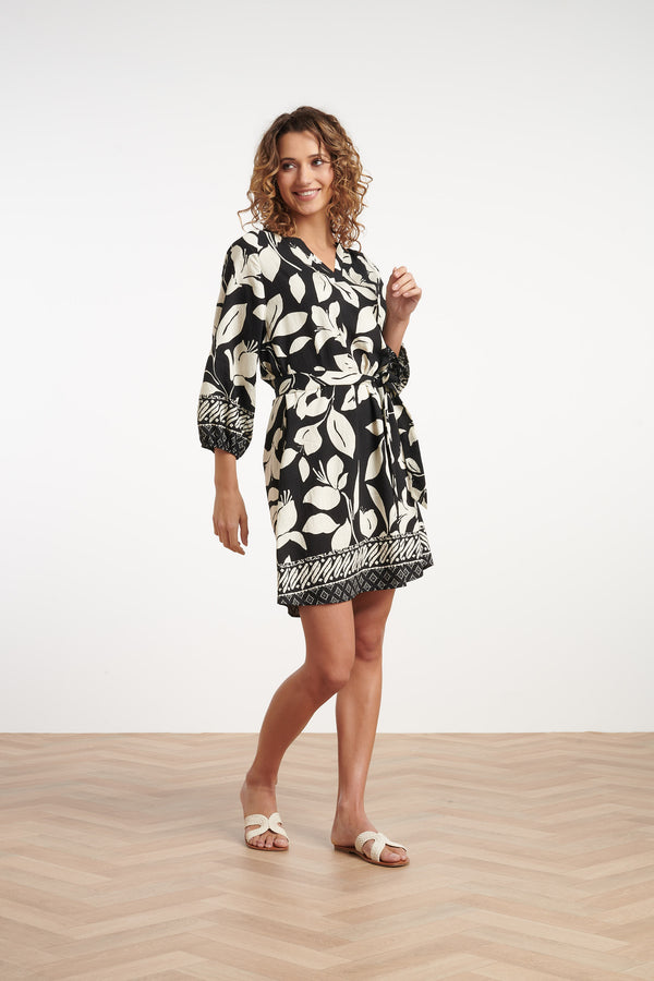 Smashed Lemon 35187 Jurken | Off White-Dark Sand