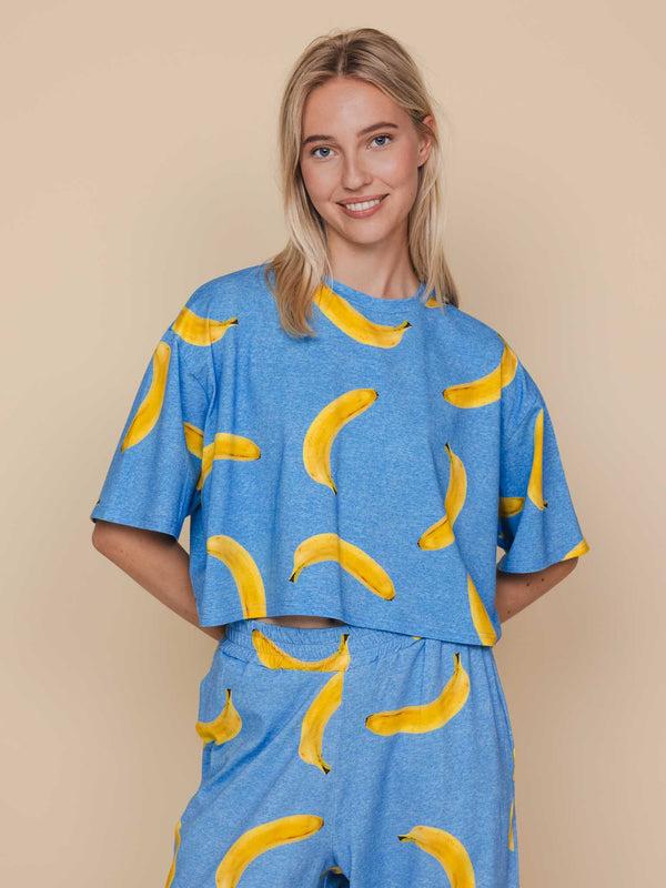 Snurk Banana Blue Cropped T-shirt En Wijde Broek Set Dames
