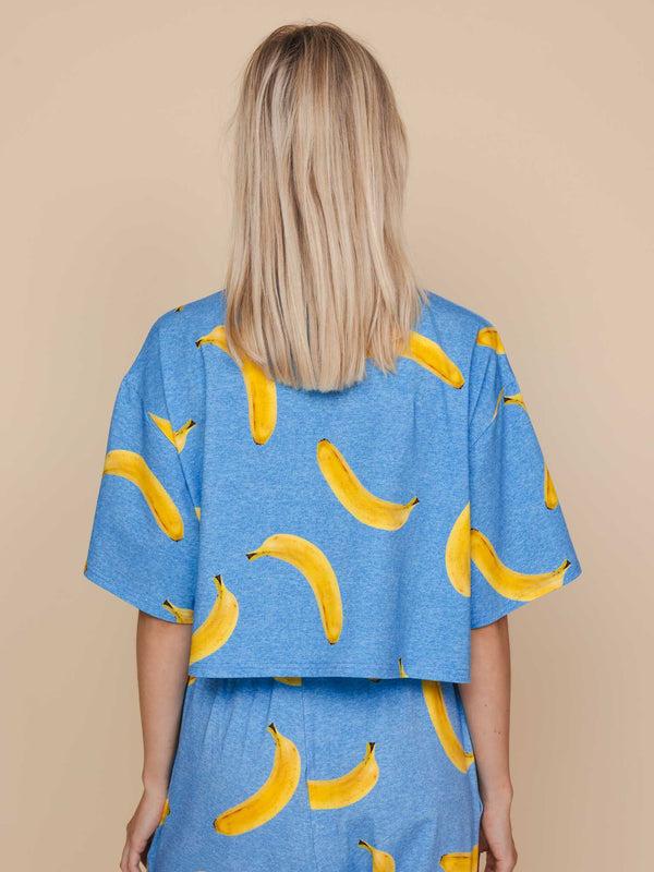 Snurk Banana Blue Cropped T-shirt En Wijde Broek Set Dames