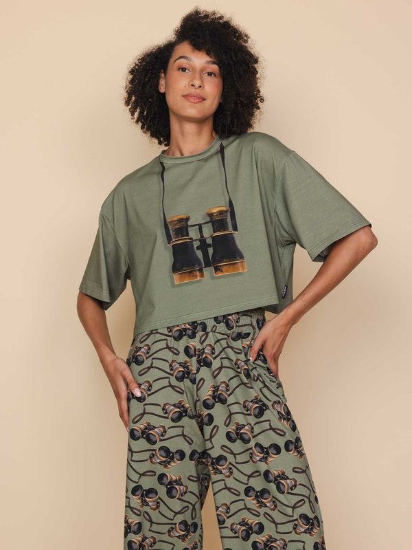 Snurk Binoculars Cropped T-shirt En Wijde Broek Set Dames