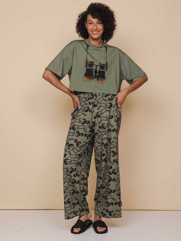 snurk Binoculars Cropped T-shirt en Wijde broek set Dames