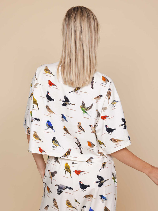 Snurk Bird Watching Cropped T-shirt En Wijde Broek Set Dames