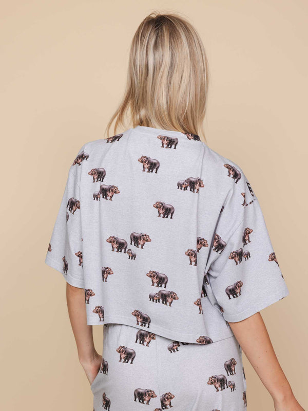 Snurk Hippos Cropped T-shirt En Wijde Broek Set Dames