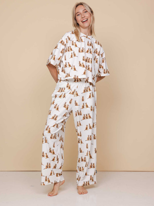 snurk Meerkats Cropped T-shirt en Wijde broek set Dames