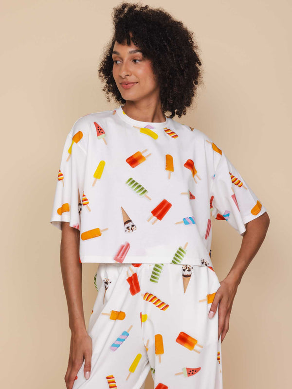 Snurk Popsicles Cropped T-shirt En Wijde Broek Set Dames