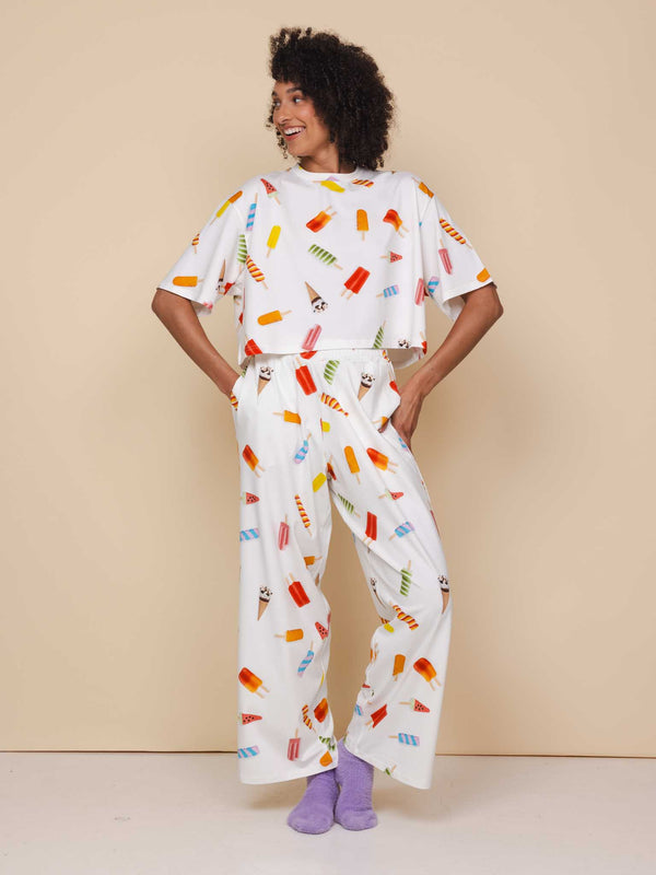 snurk Popsicles Cropped T-shirt en Wijde broek set Dames