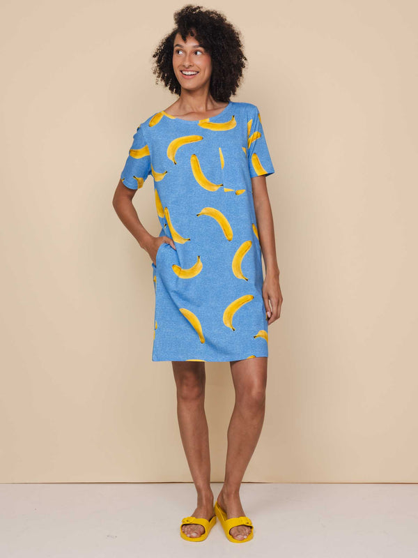 snurk Banana Blue T-shirt Dress Dames