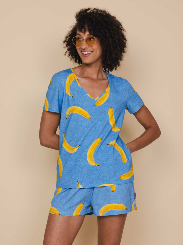 Snurk Banana Blue V-neck T-shirt Dames