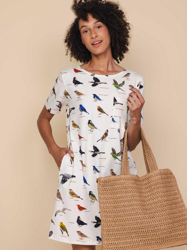 snurk Bird Watching T-shirt Dress Dames