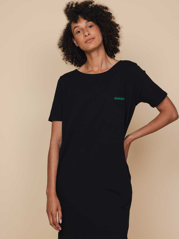 Snurk Black T-shirt Dress Dames