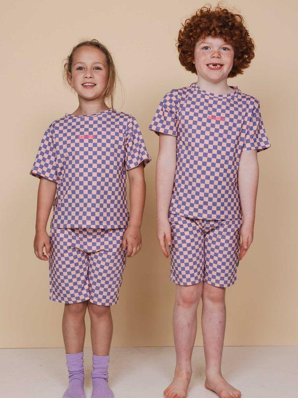 snurk Check T-shirt en Shorts set Kids