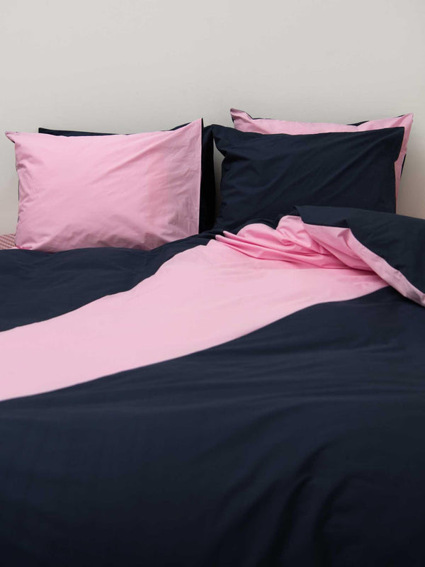 Snurk Colorblock Navy Pink Dekbedovertrek