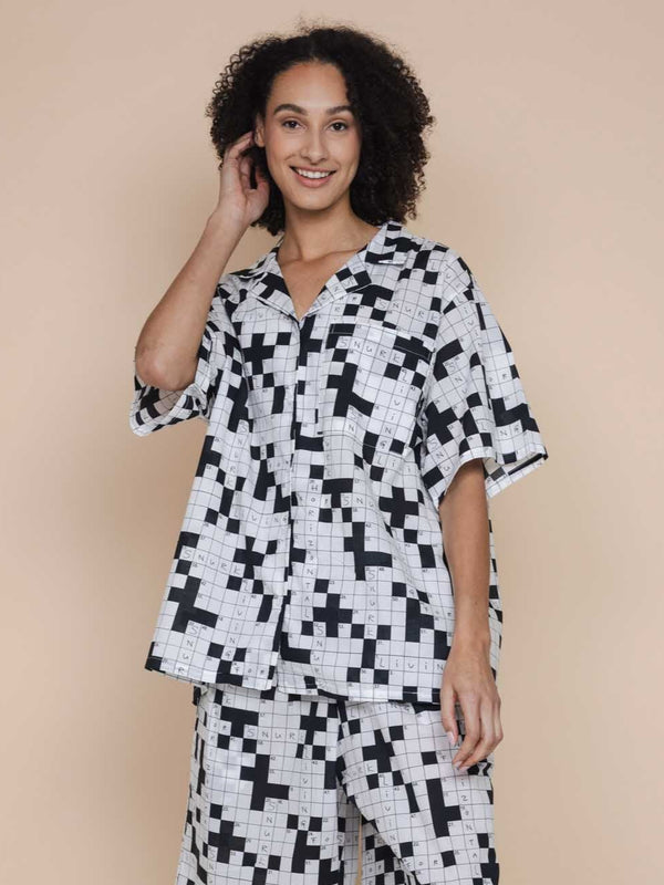 snurk Crossword Button Up Blouse Dames